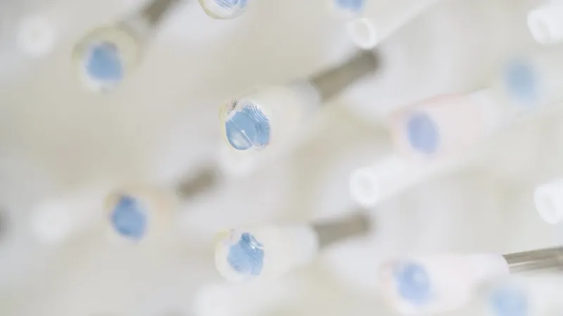 Close-up of the transducer tips that make acoustic contact with the scalp